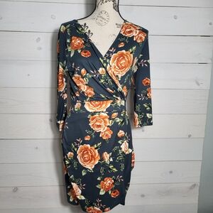 Women's Floral Rose Dress Dark Green BOHO Cottagecore.